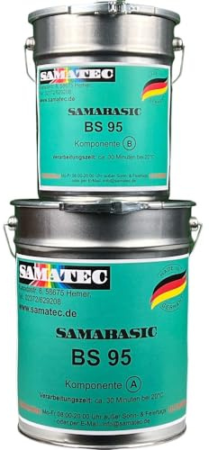 2K Epoxidharz Bodenbeschichtung Bodenfarbe Betonfarbe Kellerfarbe, Garagenfarbe, Industriefarbe SamaBasic BS95 1Kg/5m² (Eisengrau)
