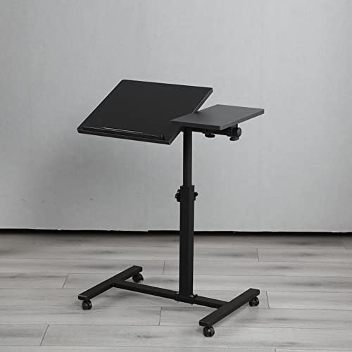 HUOLE Table pour Ordinateur Portable-Table de lit Pliante avec Roulette Réglable en Hauteur, Bureau pour Ordinateur Portable, Bureau Debout, Table d'ordinateur Mobile(60 * 34.5 * 58/90cm - Noir)