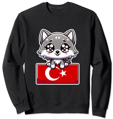Adorable bannière turque fan de Turquie Drapeau turc Türkiye mignon loup Sweatshirt