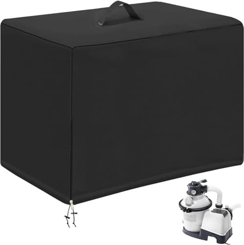 Ytwkafa Poolpumpe Abdeckung, Technikbox FüR Poolpumpe, 420d Schwere AusfüHrung Abdeckung Poolpumpe, wasserdichte Sandfilteranlage Abdeckung FüR Clear Poolpumpe (Schwarz, 55x50x62CM)
