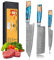 oFuun Juego de cuchillos de cocina de Damasco, cuchillo de cocinero profesional, 3 piezas, cuchillo de cocina afilado, cuchillo de chef, 20 cm, cuchillo japonés de acero de Damasco, 67 capas con mango