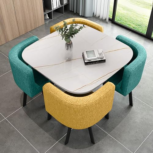 OCAZI Frühstücksbar runder Konferenztisch runde Möbel Tisch und Stuhlset Esstisch und Stuhlset moderner Küchentisch zum Abendessen für Zuhause/Garten/Restaurant #14 80x75cm/31.5x29.5in(WxH)