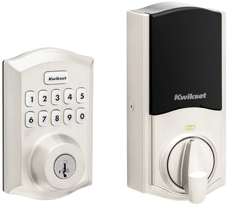 Kwikset HomeConnect 620 Z-Wave Serrure intelligente à clavier longue portée avec entrée pratique sans clé, codes utilisateur personnalisables, sécurité S2 et provisionnement SmartStart en nickel