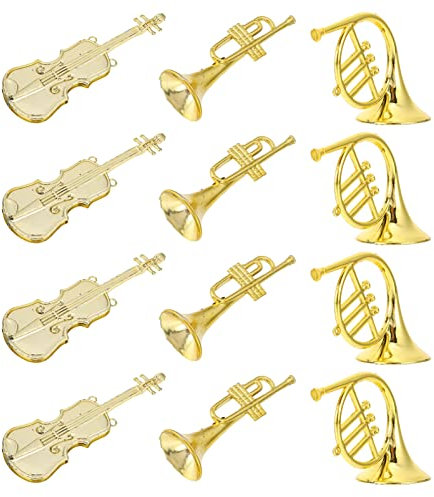 BESTonZON 12stücke Teiliges Musikinstrument Weihnachtsbaumdekorationsanhänger Violin Trompete Und Horn Für Weihnachtskranz Festliche Bastelprojekte Und Weihnachtsfeiern