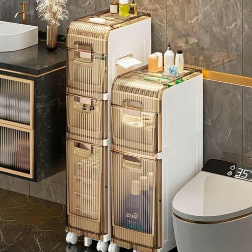 DRFGNF Eckschrank-Set für kleine Räume, 2-stufiger Schminkschrank mit schmaler Toilettenpapierablage, platzsparende Nische für Badezimmer, 21 cm Breite