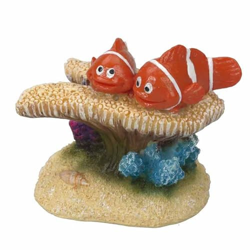 Biotope Aquatics Ltd Aquarium-Dekoration Findet Nemo und Dorie, klein, 2 x Clownfische auf Anemone (Ornament #7))