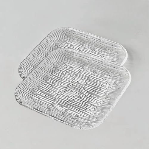 Elegante juego de platos de cristal transparente, 4 platos cuadrados de 6 pulgadas para café, aperitivos, ensalada y frutas, diseño floral en relieve, elegante vajilla cristalina