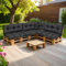 Palettenkissen, Sitzkissen für Gartensofa, FÜLLPRO+ Füllung, UV-beständig Kissen für Europaletten, (8-teiliges Set - 3 x Rückenkissen 120x40cm + 3 x Sitzkissen 120x80cm + 60x40 & 40x40 - Schwarz)