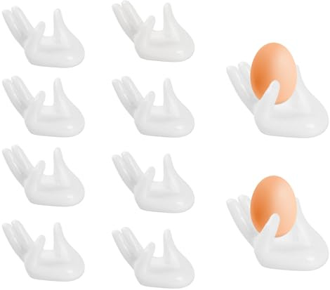 QINGZY 10PCS Porta Uova in Ceramica, Set di Portauovo, Porcellana Uovo Tazze, Portauovo alla Coque, Portatile Portauova Creativo per Casa, Cucina, Ristorante, Microonde e Lavabile in Lavastoviglie