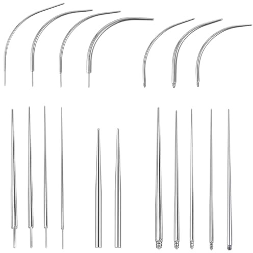 18PCS Piercing Taper, Full Size Piercing Threader Tool 14G 16G 18G 20G, Surgical Steel Piercings Changing Tools, Piercings Tool To Change Jewellery for Nose, Ear, Lip, Eyebrow, Nipple, Tongue