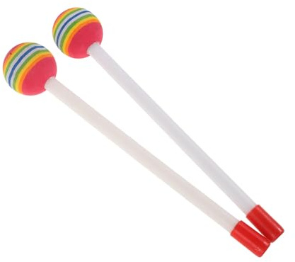 2 Kinder Marimba Schlägel aus Kunststoff für Xylophon und Marimba | Lutscherform, Tragbar und Griffig, 2 Stück, Farbiges Design, für Kinder