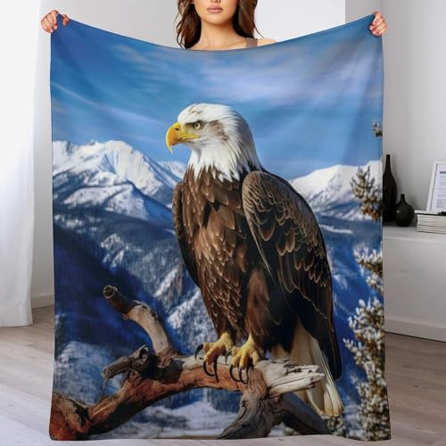 Adler Decke Wohndecke Warm & Kuschelig, Überwurf Ideal Für Draußen, Camping, Couch, Bett, Reisen – Wolldecke （100×130cm）