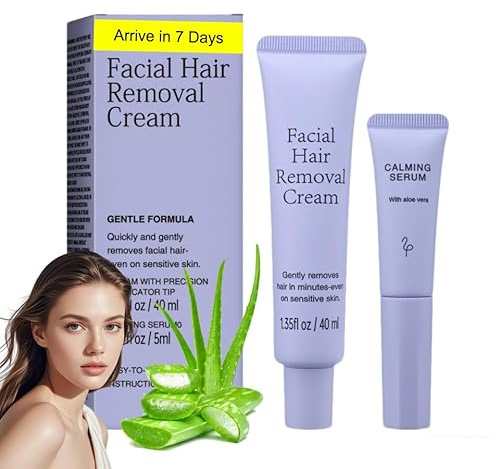 2026 Neu Haarentfernungscreme Gesicht mit Serum Enthaarungscreme Gesicht Facial Hair Removal Cream für Männer Frauen