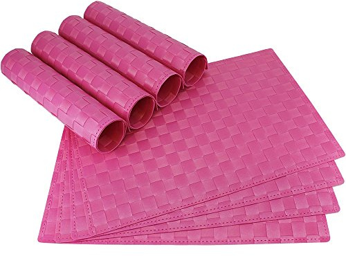 matches21 Tischset Platzset MODERN Platzmatten 8er Set pink geflochten Kunststoff 45x30 cm Platzdecken Tischunterlagen Esstischunterlagen