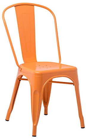 SKLUM Chaise empilable LIX Orange Safran Salle à Manger Cuisine Style Industriel Finition Gloss
