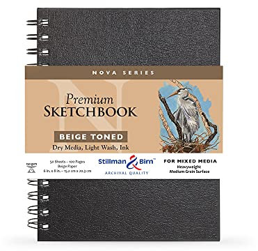 Stillman & Birn Beige Nova Serie Spiralbindung, Skizzenbuch, 15,2 x 20,3 cm, 150 g/m² (schwer), Papier, mittelkörnige Oberfläche