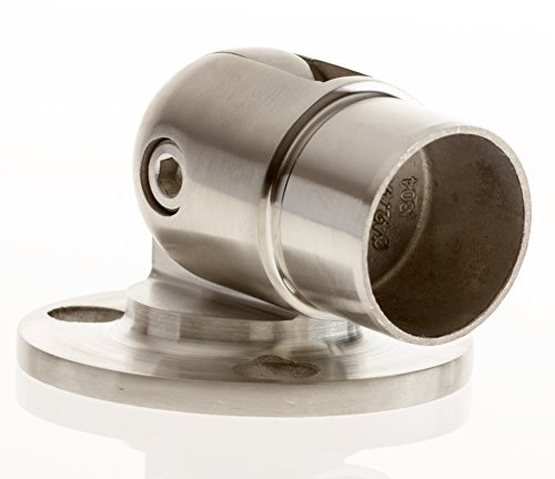 Edelstahl Wandanschluss mit Gelenk für Rohr 42,4 mm geschliffen (satin Korn 320) V2A - 3 Loch Befestigung Bayram®