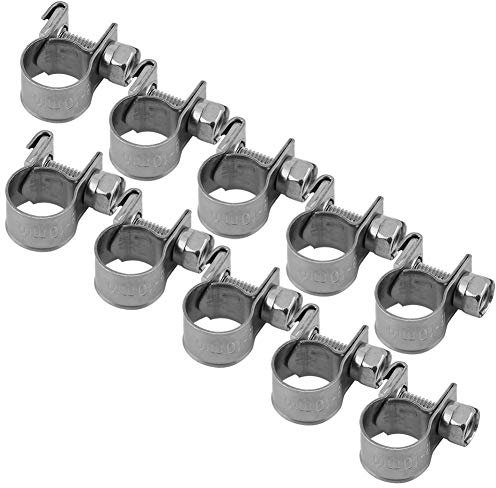 Collier de serrage, 10 PCS 304 en acier inoxydable Clip de tuyau de tuyau de carburant de ligne de fixation Super Heavy Duty T Boulon de serrage 6mm-20mm toutes les tailles(8-10Mm)