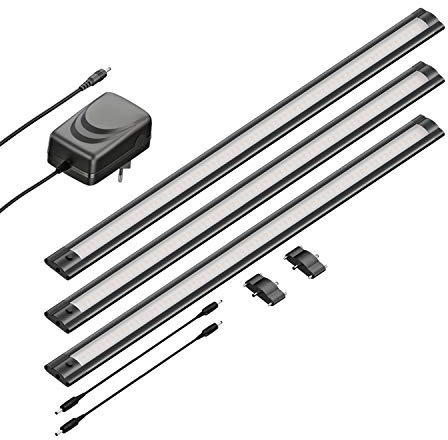 ledscom.de LED Unterbau-Leuchte SIRIS schwarz matt, flach, je 50cm, je 531lm, warm-weiß, 3er Set