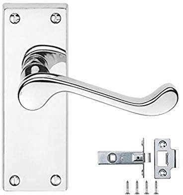 Golden Grace 10 Sets of Victorian Scroll Latch Door Handles in Polished Chrome & Latches Pack Sets