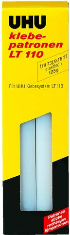 UHU Klebepatrone Low Melt, 125 g, transparent, Sie erhalten 1 Packung, Packungsinhalt: 10 Patronen