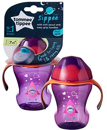 Tommee Tippee Sippee Training Sippy Cup with Soft Spout, Non-Spill, 7m+, Purple, 1 Pack