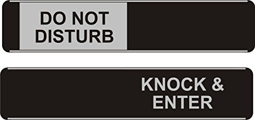 Seco Do Not Disturb/Knock & Enter Sliding Sign, 255mm x 52mm - Aluminum/PVC (Pack of 5)