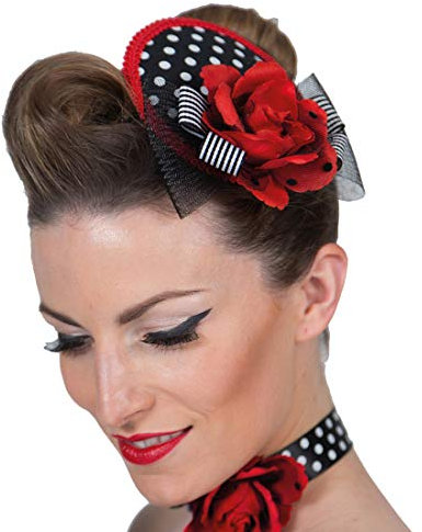 NET TOYS Bezaubernde Rockabilly Haarspange mit Minihut - Originelles Damen-Kostüm-Zubehör Rock n Roll Haarschmuck 50er Jahre - Perfekt geeignet für Karneval & Mottoparty
