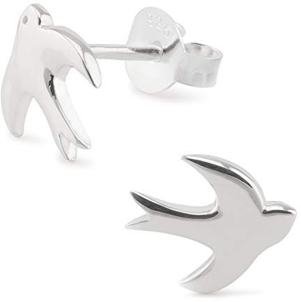 Monkimau Mädchen Ohrringe Vogel Schwalbe Ohrstecker aus 925 Sterling Silver Silber