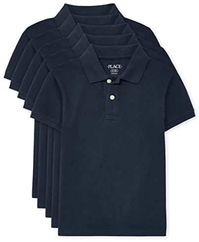 The Children's Place Boys Short Sleeve Pique Polo,Nautico 5 Pack,XL (14)