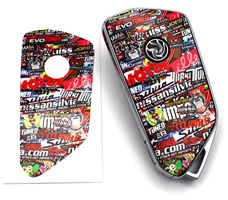 Schlüssel Folie K144 für 3 Tasten Auto Folien Cover Etui selbstklebend Schutzhülle Schlüsselhülle Aufkleber (Stickerbomb Farbig)