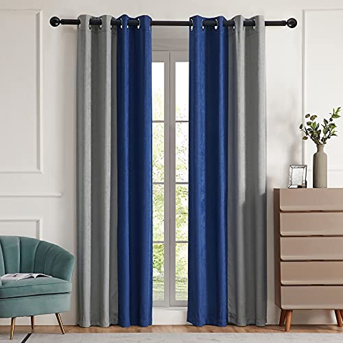 Primrose Halbverdunkelnde Ombré-Vorhänge, Ösen Gardinen für Wohnzimmer, Kunstleinen, Lichtfilterung, Raumvorhänge, Fenstervorhänge für Schlafzimmer, Graublau, 213,4 cm lang, 2 Paneele