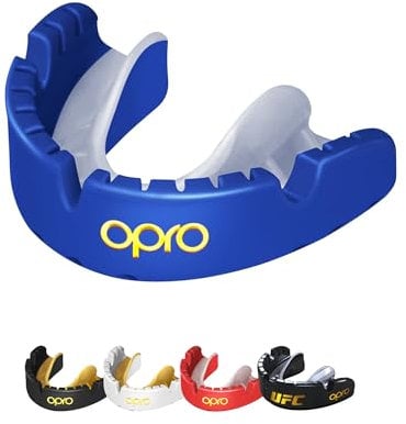 OPRO Mundschutz für feste Zahnspangen – Gold-Level Zahnschutz für Boxen, Kampfsport, MMA, Erwachsene & Kinder (Alter 10+) – Selbstanpassende Schiene – Premium Passform – Mit zahnärztlicher Garantie
