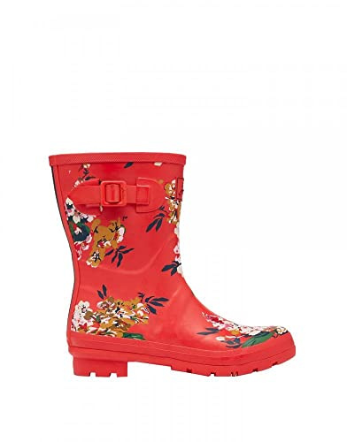 Joules Molly Welly Shoes, Stivali a metà Polpaccio Donna, Motivo Floreale Rosso, 42 EU Larga