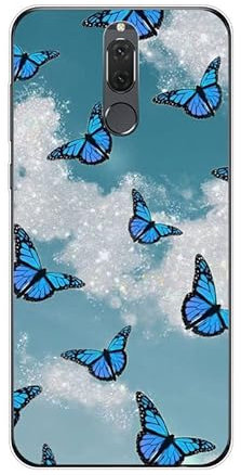 KARTXITAI Cover Compatibile con Huawei Mate 10 lite Custodia Trasparente Slim in Silicone TPU con Assorbimento degli Urti e Anti-Graffio-Farfalla blu