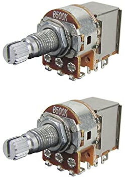 FLEOR B500K Push-Pull-Potentiometer Linear Taper Pots 18 mm lange geteilte Welle für Teile des E-Gitarren-Steuerschalters, 2er-Pack