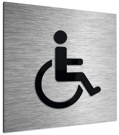 ALÚMADESIGNCO Pictogramme Handicap - Logo Handicapé - Panneau Toilette - Picto Toilettes Handicape - Signalétique Accessibilité Handicapée - 120 x 120 mm
