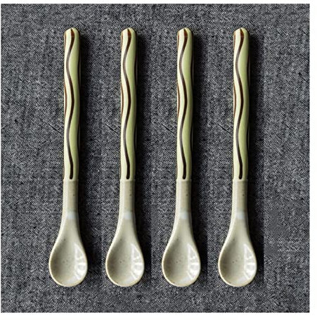 Löffel, suppenlöffel Abendessen Löffel Handgemachter Kaffeelöffel aus Keramik, kreativ, schöner Haushalt, langer Griff, Rührstab, Haushalt, Kuchen, Eislöffel Latte Macchiato Löffel Set ( Color : C )