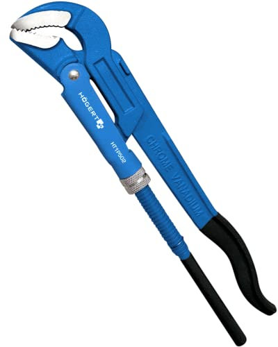 Högert Technik - Verstellbarer Schraubenschlüssel für Rohre 45° 430 mm / 1-1/2 - Verstellschlüssel für Hydraulik- und Montagearbeiten - Schraubenschlüssel verstellbar Rohrzange - aus CrV Stah