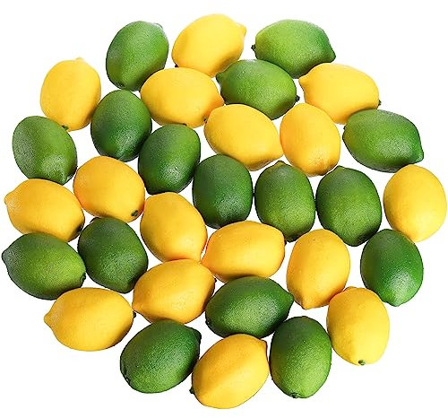ZEAYEA 40 Pcs Artificial Lemons, Decorative Fake Lemon for Decoration Lifelike, Realistic Fake Fruit Lemons for Christmas Home Kitchen Festival Party Decoration Photography Prop