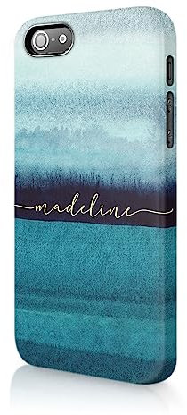Tirita Personalised Phone Case Compatible with iPhone 5 / 5s / SE 2016 Hard Cover, Colourful Summer [15- Ocean Blue Watercolour]