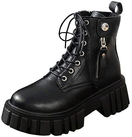 Anfibi Donna Platform con Tacco Cowboy Chelsea Stivaletti Pelle Autunnali Invernali Antiscivolo Boots Comode Eleganti Stivali Bassi Morbidi Stivaletto