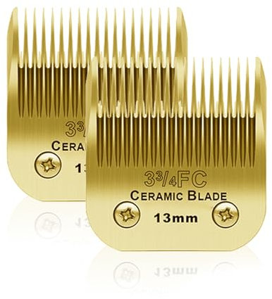 BESTBOMG 2 Stück 3-3/4FC Ersatzklinge für Hundepflege, kompatibel mit Heiniger/Moser Max45/Andis/Oster A5 Haarschneidemaschine für Hunde, Größe 3-3/4FC, Schnittlänge 1/2 Zoll (13 mm), goldfarben, 2