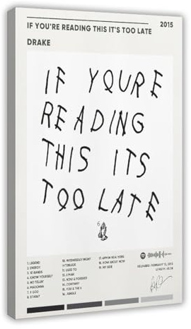 Drake Poster If You're Reading This It's Too Late Albumcover Leinwand Poster, coole Wanddekoration, Kunstdruck, Poster für Zimmer, ästhetischer Rahmen: 30 x 45 cm