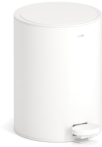 stardis Cubo de basura con pedal (3 L, acero inoxidable, cierre suave, cierre silencioso), color blanco