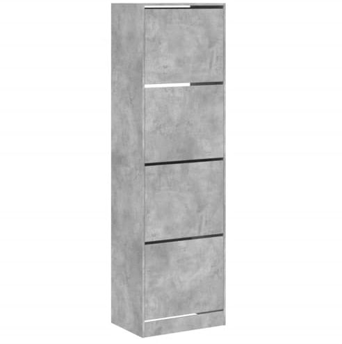 vidaXL Scarpiera 4 Cassetti Ribaltabili Grigio Cemento 60x42x204 cm