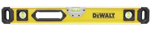 DeWALT Box Beam Level 60cm Solid Block vials and Durability 2 Vertical vials and 1 Horizontal Vial Centre Vial is Also magnified for Maximum Vial Readability 0.5mm/m Accuracy on 2 Faces of The Level