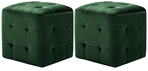 Makastle 2er Set Nachttisch Nachtschrank Schlafzimmer Wohnzimmer Nachtkommode Beistelltisch Stabiler Sofatisch Konsole Schrank, Grün 30x30x30 cm Samtstoff
