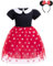 Lito Angels Minnie Fancy Dress Up Costume with Mouse Ears Headband Mini Polka Dots Tulle Skirt Outfit for Little Kids Girls Age 2-3 Years, Red (Tag Number 100)