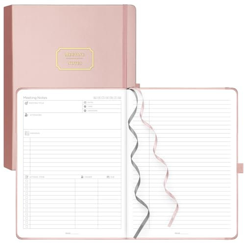 EMSHOI Meeting-Notizbuch für die Arbeit mit Aktionsartikeln – 320 Seiten, B5 Business-Planer, Hardcover, Meeting-Minuten, To-Do-Liste, Notizbuch, Projekt-Notizblock, Tagebuch für Damen und Herren, 19